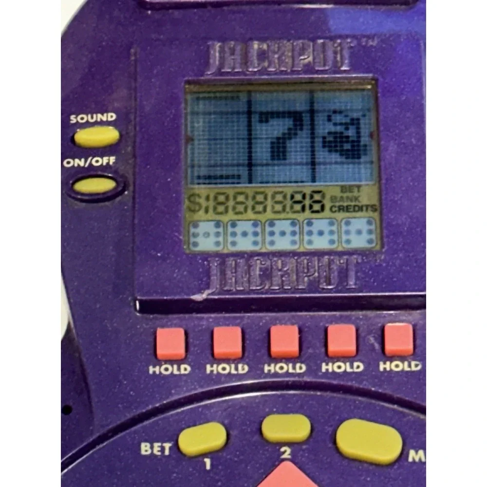 1999 Yahtzee Jackpot Slots Handheld Electronic Game by Hasbro-Works